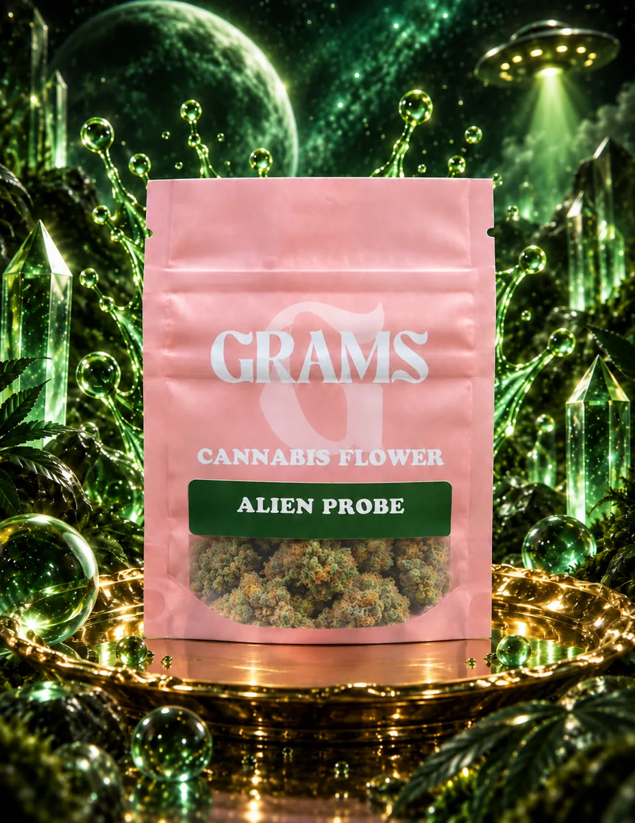 Grams Alien Probe hybrid 1g flower pouch