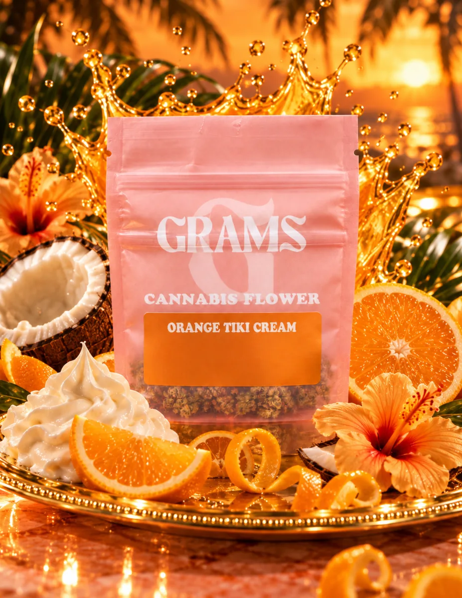 Grams Orange Tiki Cream sativa 1g flower pouch