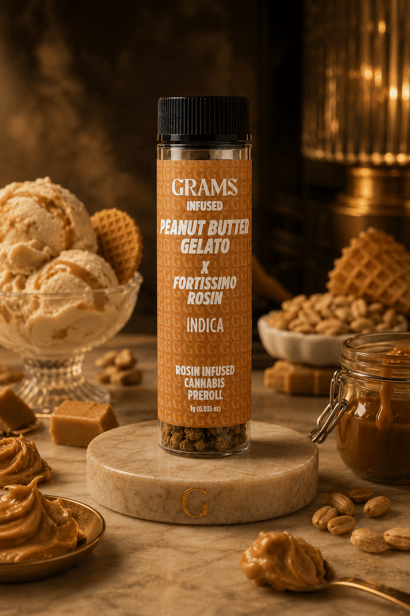Grams Peanut Butter Gelato × Fortissimo Rosin Rosin-infused pre-roll · 1g